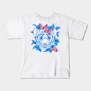 Tiger and butterflies Kids T-Shirt